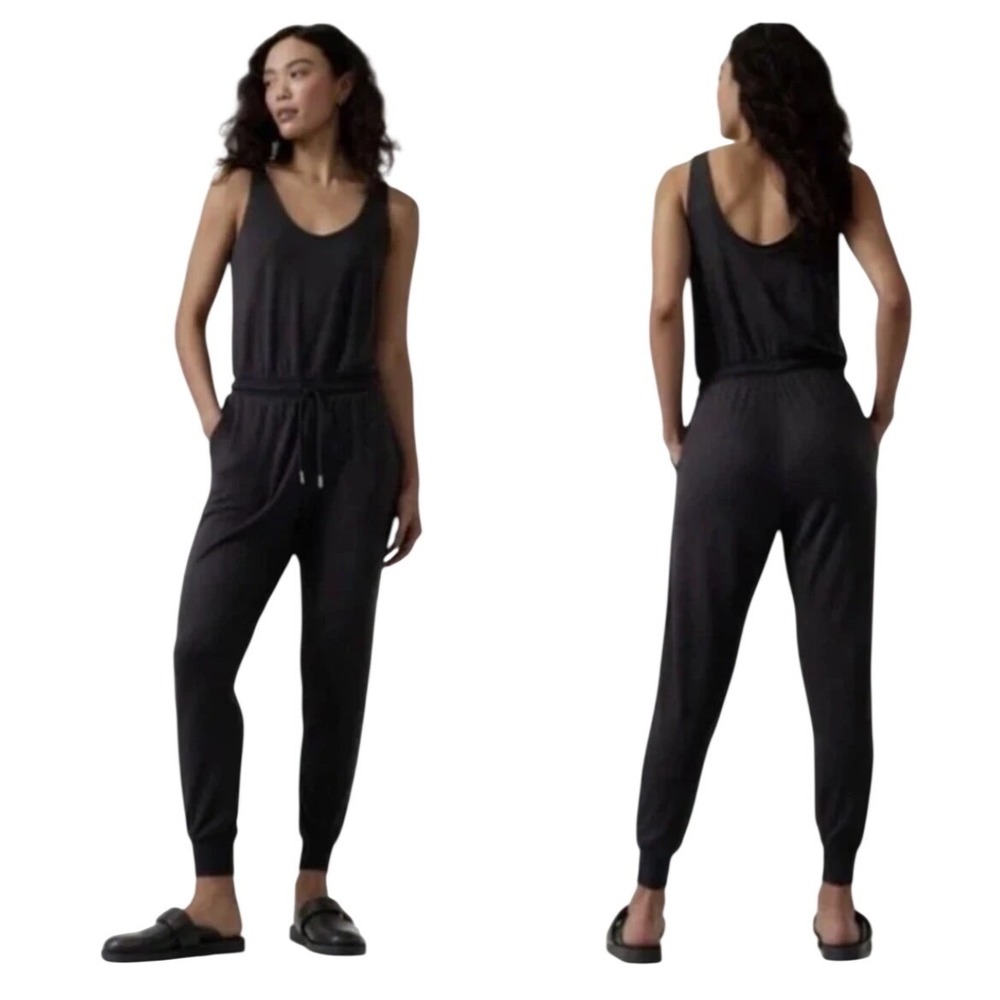 Athleta Balance Soft Tencel Black Sleeveless Jumpsuit XS NWT $98 - Picture 3 of 7